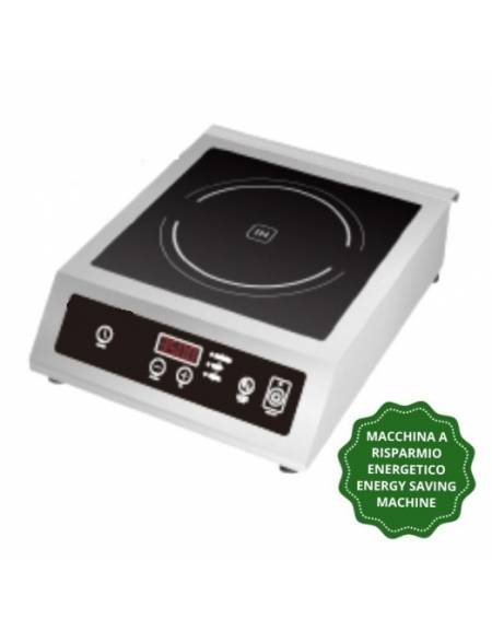 Piastra ad induzione a risparmio energetico, telaio acciaio inox e piano cottura vetroceramica - per pentole da cm Ø12 a Ø26