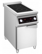Cucina ad induzione trifase con 2 fuochi su mobile in acciaio inox - piano cottura vetroceramica - per pentole a fondo liscio