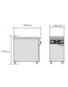 Cucina ad induzione trifase con 2 fuochi su mobile in acciaio inox - piano cottura vetroceramica - per pentole a fondo liscio