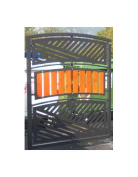 Pannello interasse per isola ecologica in acciaio zincato e verniciato e con doghe in legno di pino - 150x177h