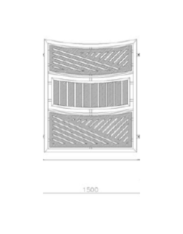 Pannello interasse per isola ecologica in acciaio zincato e verniciato e con doghe in legno di pino - 150x177h