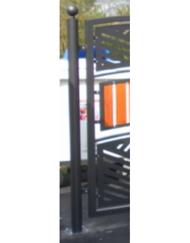 Supporto di testa da inghisare per isola ecologica in acciaio zincato e verniciato e con doghe in legno di pino - cm Ø8