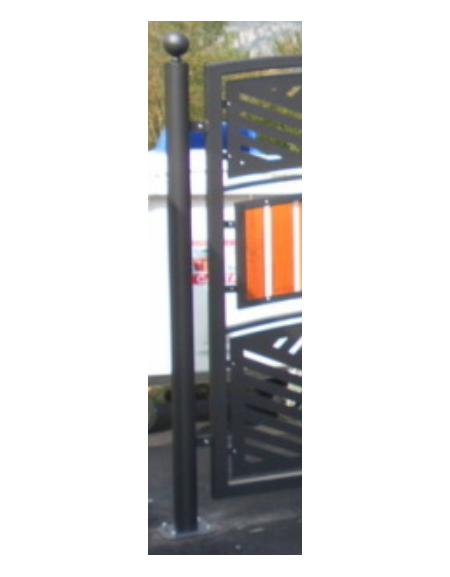 Supporto di testa da tassellare per isola ecologica in acciaio zincato e verniciato e con doghe in legno di pino - cm Ø8