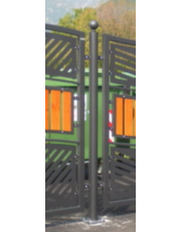 Supporto di mezzo da tassellare per isola ecologica in acciaio zincato e verniciato con doghe in legno di pino - cm &Oslash;8