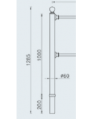 Supporto di testa da inghisare per barriera modulare in acciaio - cm Ø6x128,5h
