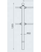 Supporto di mezzo da inghisare per barriera modulare in acciaio - cm Ø6x128,5h