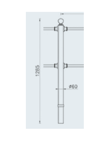 Supporto di mezzo da inghisare per barriera modulare in acciaio - cm Ø6x128,5h