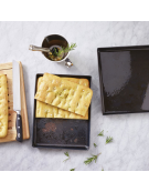 Teglia per pizza rettangolare in ferro blu - cm 30x23x3h