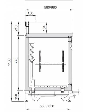 Bancone bar grezzo da rivestire refrigerato STATICO 1 sportello con bancalina - cm 54,5x65x113h-Motore esterno escluso 