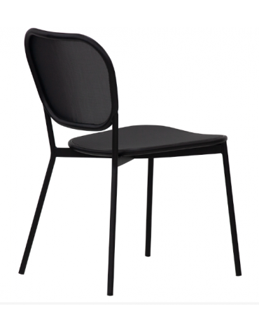 Sedia in metallo verniciato, adatta per uso esterno, seduta e schienale in textilene - cm 45x45x82h