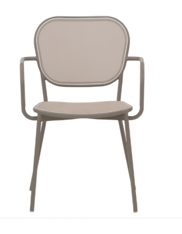 Poltroncina in metallo verniciato per uso esterno, seduta e schienale in textilene - cm 45x45x82h