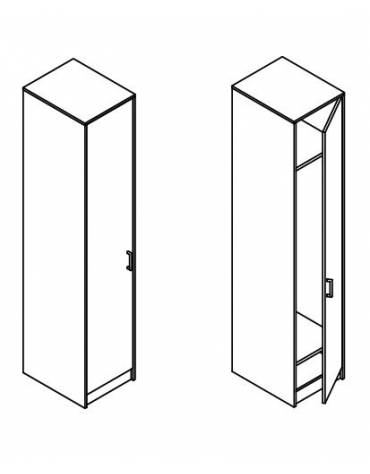 ARMADIO DEGENZA A 1 POSTO IN LEGNO MELAMINICO VARI COLORI CON 2 VANI INTERNI ED ASTA APPENDIABITI-CM 48,8x60x239,4h