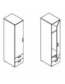 ARMADIO DEGENZA A 1 POSTO IN LEGNO MELAMINICO VARI COLORI CON 1 VANO SUPERIORE E 2 CASSETTI-CM 45,2x60199,4h