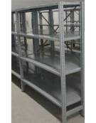 Scaffale metallico in acciaio verniciato RAL 7035 con 4 ripiani cm 100x40 - Montaggio a gancio-Dimensioni esterne cm 106,4x40x20