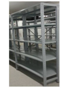 Scaffale metallico in acciaio verniciato RAL 7035 con 5 ripiani cm 70x60 - Montaggio a gancio-Dimensioni esterne cm 76,4x60x250h