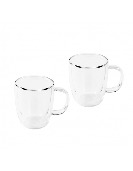 Set 2 tazze caffè espresso in vetro borosilicato a doppia parete - capacità ml 100 - diametro cm 6 - altezza cm 7,5