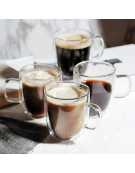 Set 2 tazze caffè espresso in vetro borosilicato a doppia parete - capacità ml 100 - diametro cm 6 - altezza cm 7,5