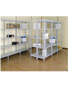 Scaffale metallico in acciaio verniciato RAL 7035 con 5 ripiani cm 80x60 - Montaggio a gancio-Dimensioni esterne cm 86,4x60x250h