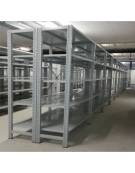 Scaffale metallico in acciaio verniciato RAL 7035 con 5 ripiani cm 90x60 - Montaggio a gancio-Dimensioni esterne cm 96,4x60x250h