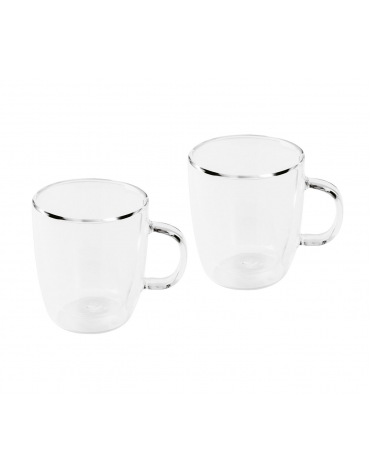 Set 2 tazze cappuccino in vetro borosilicato a doppia parete - capacità ml 200 - diametro cm 7,5 - altezza cm 9,5
