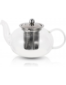 Teiera in vetro borosilicato con infusore in acciaio inox - capacità ml 900 - diametro cm 14  - altezza cm 12