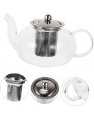 Teiera in vetro borosilicato con infusore in acciaio inox - capacità ml 900 - diametro cm 14  - altezza cm 12
