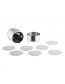 Spargicacao in acciaio inox con 7 mascherine decorative - diametro cm  6,5 - altezza cm 13