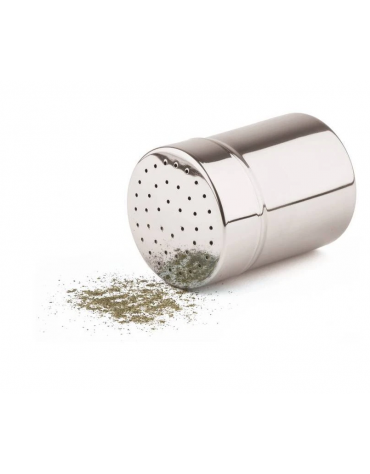 Spargizucchero in acciaio inox con diametro fori cm 1,5 - capacità ml 300 - diametro cm 7 - altezza cm 9