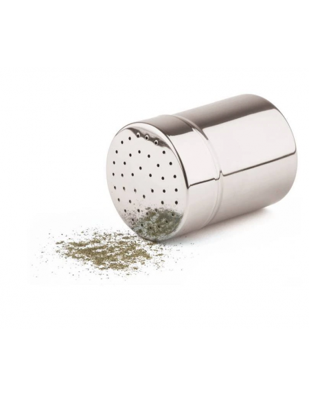 Spargizucchero in acciaio inox con diametro fori cm 1,5 - capacità ml 300 - diametro cm 7 - altezza cm 9