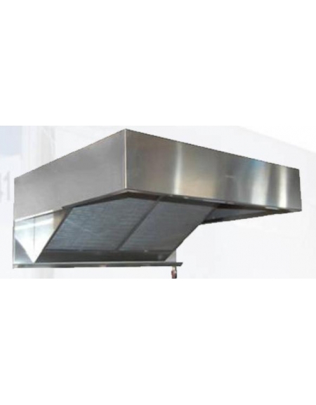 Cappa a parete snack inox per ristorante cm 280x75x20h