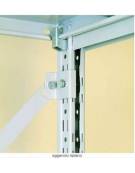 Scaffale metallico in acciaio verniciato RAL 7035 - 6 ripiani cm 120x30 - Montaggio a gancio-Dimensioni esterne cm 126,4x30x300h