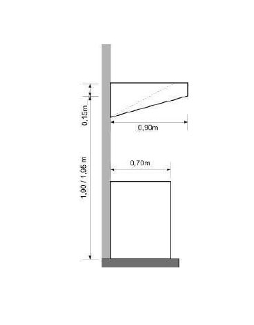 Cappa a parete snack inox per ristorante cm 100x90x15/40h