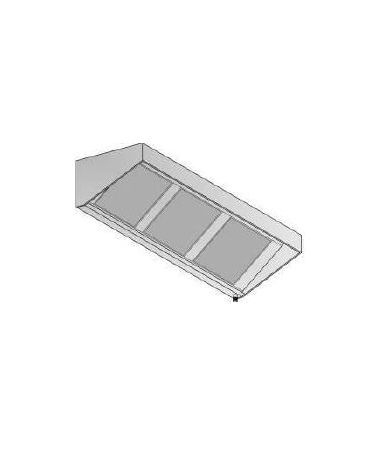 Cappa a parete snack inox per ristorante cm 140x90x15/40h