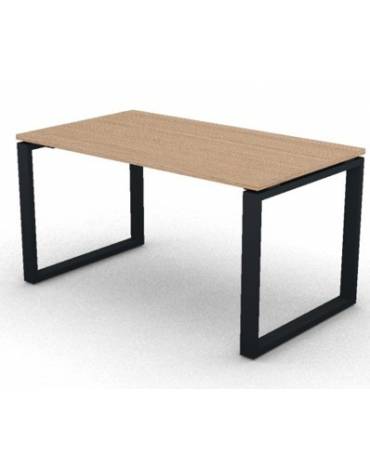 Scrivania ufficio operativa con gambe ad anello chiuso - cm 160x80x74h - Piano spessore mm 25 - Conforme ai CAM