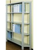 Scaffale metallico in acciaio verniciato RAL 7035 - 6 ripiani cm 120x40 - Montaggio a gancio-Dimensioni esterne cm 126,4x40x300h