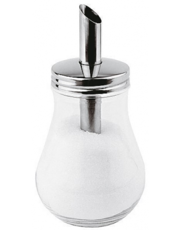 Spargizucchero in vetro con tappo in acciaio inox - Capacità ml 250 - Diametro cm 8 - Altezza cm 15