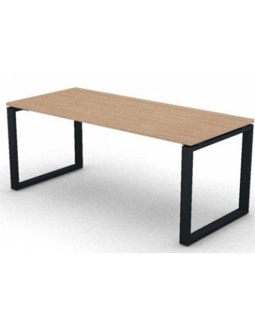 Scrivania ufficio operativa con gambe ad anello chiuso - cm 180x80x74h - Piano spessore mm 25 - Conforme ai CAM