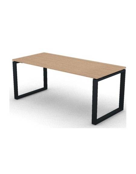 Scrivania ufficio operativa con gambe ad anello chiuso - cm 180x80x74h - Piano spessore mm 25 - Conforme ai CAM