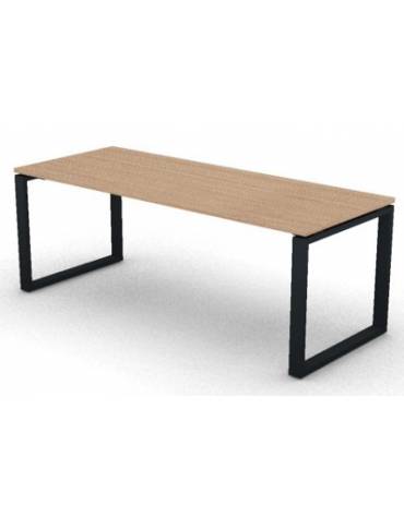 Scrivania ufficio operativa con gambe ad anello chiuso - cm 200x80x74h - Piano spessore mm 25 - Conforme ai CAM