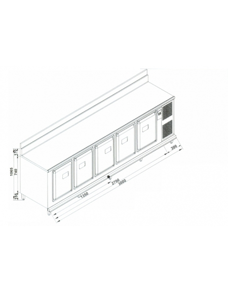 Retrobanco refrigerato da cm. 300