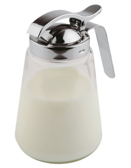 Cremiera in vetro con tappo in acciaio inox - capacità ml 300 - diametro cm 8,5 - altezza cm 13,5