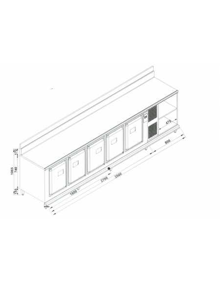 Retrobanco refrigerato da cm. 350