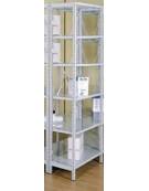 Scaffale metallico in acciaio verniciato RAL 7035 - 6 ripiani cm 120x60 - Montaggio a gancio-Dimensioni esterne cm 126,4x60x300h