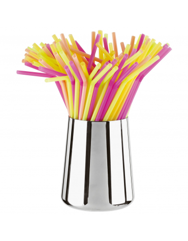 Porta cannucce acciaio inox - diametro cm 8 - altezza cm 12