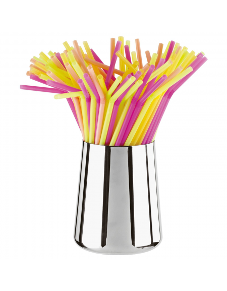 Porta cannucce acciaio inox - diametro cm 8 - altezza cm 12