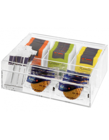 Scatola porta bustine tè in PMMA trasparente - cm 22x17x9h