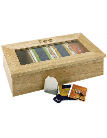 Scatola porta bustine tè in legno chiaro - cm 33,5x20x9h