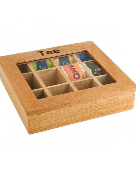 Scatola porta bustine tè in legno chiaro - cm 31x28x9h