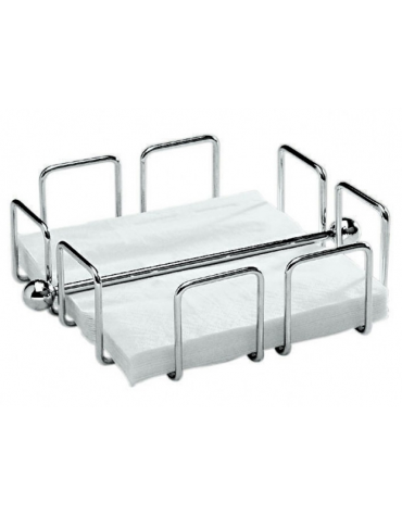 Porta tovaglioli in filo cromato in acciaio inox - cm 19x19x6,5h