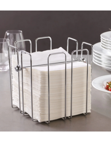 Porta tovaglioli in filo cromato in acciaio inox - cm 19x19x19h